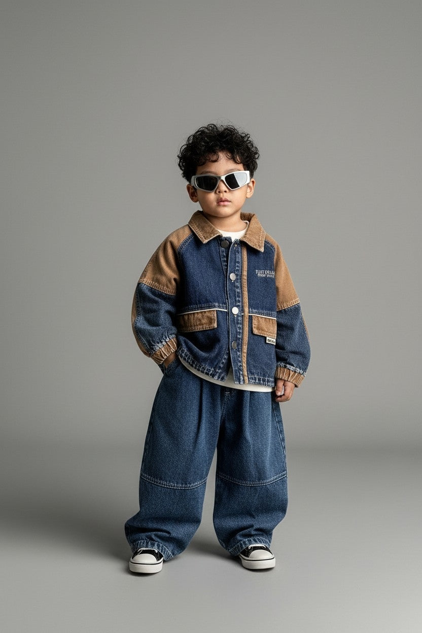 Minimal Plaid Denim set 3773