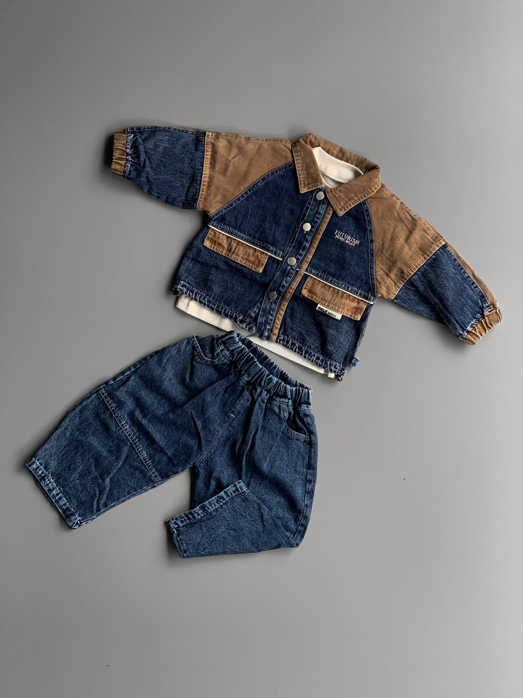 Minimal Plaid Denim set 3773