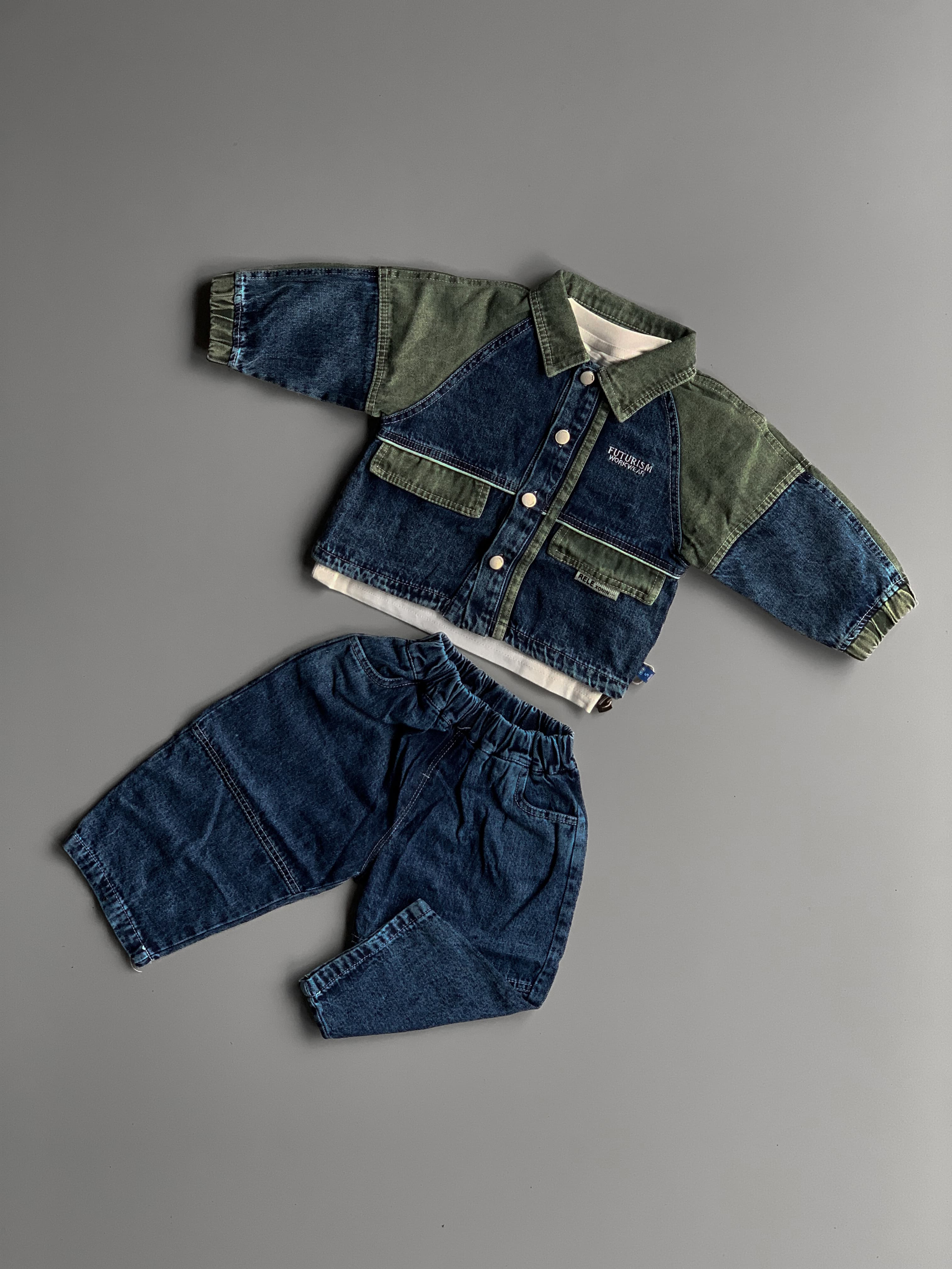 Minimal Plaid Denim Set 3774